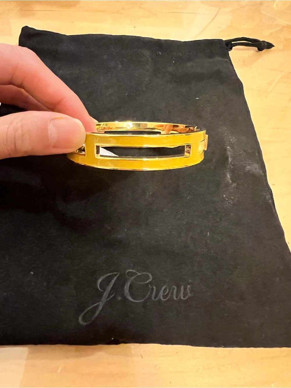 NWT J. Crew Gold Mustard Yellow Openwork Hinged Bangle Bracelet
